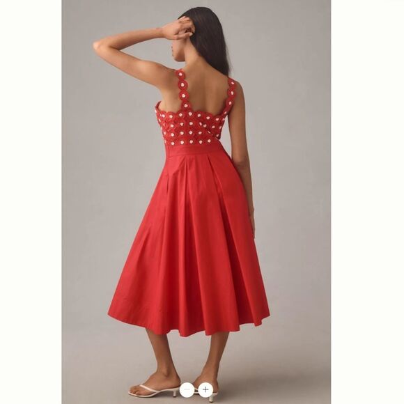 Anthropologie Maeve Crochet Halter Poplin Midi Dress - Picture 2 of 4